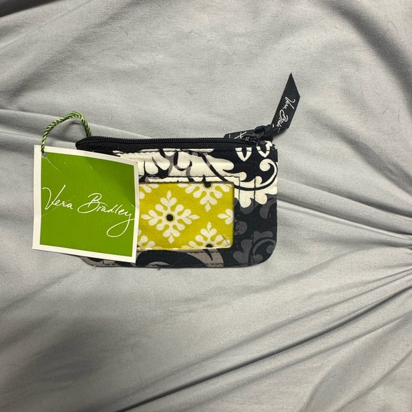 Vera Bradley Handbags - Vera Bradley Black, White & Lime Card Zip ID Case